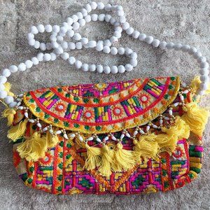 Vegan Boho Sling Bag - Yellow